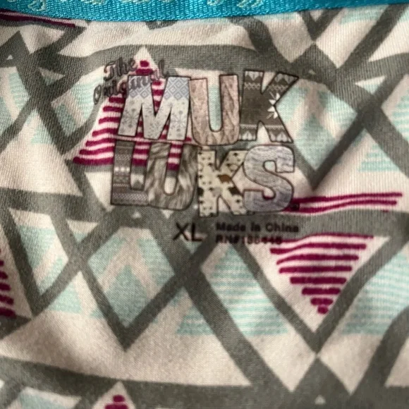 Muk Luks Geometric Patterned Long Sleepwear Dress Size XL Cozy Fall Winter - Picture 2 of 10